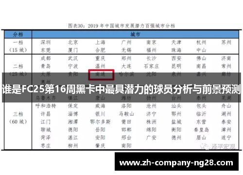 谁是FC25第16周黑卡中最具潜力的球员分析与前景预测